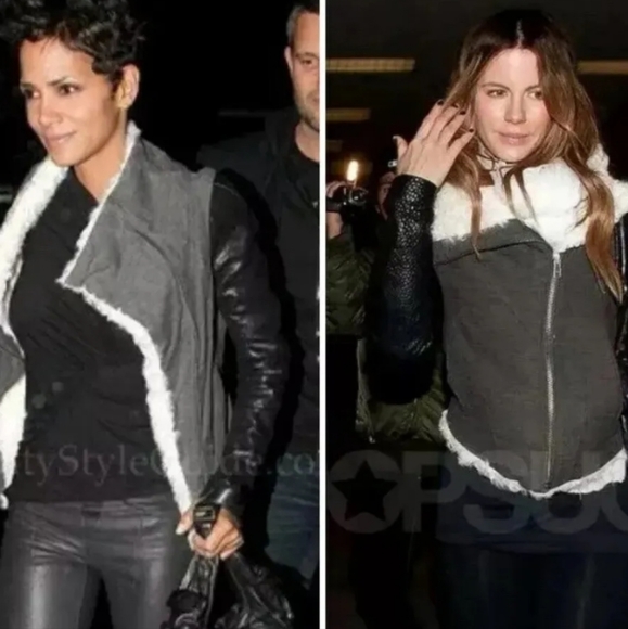 HELMUT LANG -"Chasm" Shearling lined leather sleeve diagonal zip jacket size M/L - Picture 9 of 9